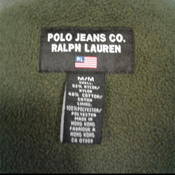 Polo Jeans Co Ralph Lauren Military poncho Style Olive Green Mens fleece lined M - Picture 4 of 9